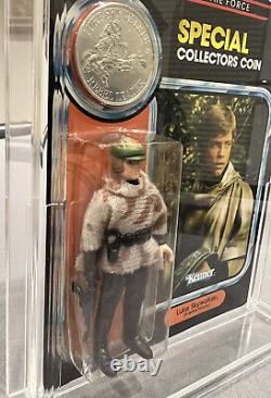 1984 Kenner Star Wars POTF Luke Poncho & Coin Sealed MOC Carded & Acrylic Case