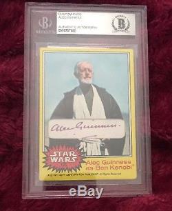 Alec Guinness Signed Custom Obi Wan 1977 Topps Star Wars Beckett BAS COA Rare