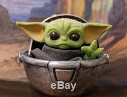 Baby Yoda Mandalorian Star Wars Custom Art Figure In Crib Limited Artist Made