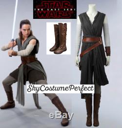 CUSTOM TO U! FREE WW SHIP Star Wars The Last Jedi REY GREY SET Cosplay Costume