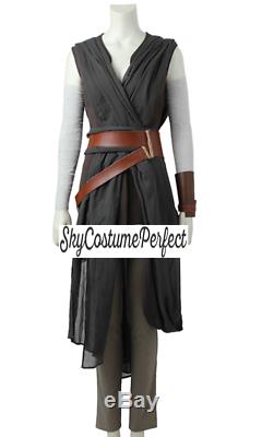 CUSTOM TO U! FREE WW SHIP Star Wars The Last Jedi REY GREY SET Cosplay Costume