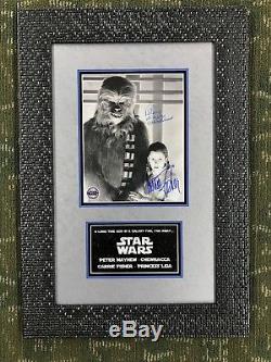 Carrie Fisher & Peter Mayhew STAR WARS Signed Awesome Custom Framed JSA COA