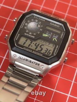 Custom Casio AE1200 Death Star Mod Digital World Time Star Wars Watch
