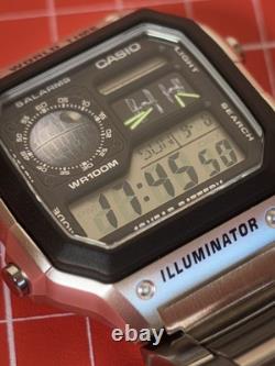 Custom Casio AE1200 Death Star Mod Digital World Time Star Wars Watch