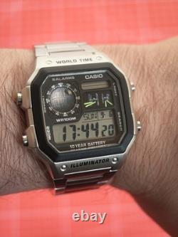 Custom Casio AE1200 Death Star Mod Digital World Time Star Wars Watch