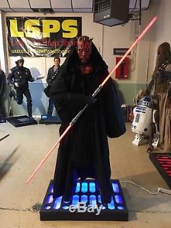 Custom Life Size Star Wars Darth Maul with Lightsaber and Light Up Base