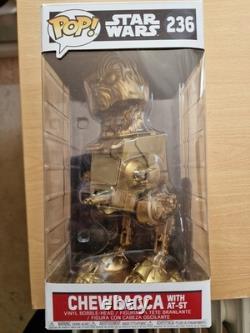 Custom Made Gold Funko Pop Star Wars #236 Chewbacca With AT-ST Vinyl Bobblehead