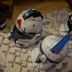 Custom Painted Phase1 Clone Trooper Helmet 11 Hasbro (red/blue/chrome #3)