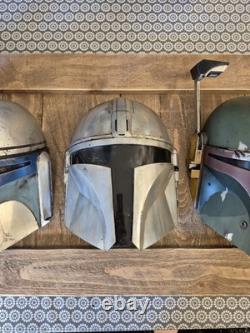 Custom Painted Star Wars Mandalorian Trio Wall Art (Lighter wood)