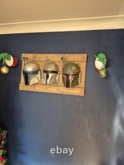 Custom Painted Star Wars Mandalorian Trio Wall Art (Lighter wood)