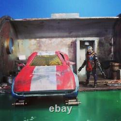Cyberpunk gangster custom action figure with garage and vehicle