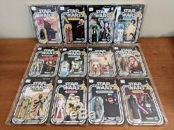 First 12 Kenner Star Wars Figures on Custom Cards, Vintage, 1977, MOC, DT Sabers