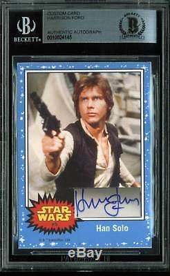 Harrison Ford Star Wars Authentic Signed Custom Card Autographed BAS Slabbed