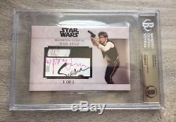 Harrison Ford Star Wars Signed Custom Cut Auto Large Card #1/1 Beckett Slabbed