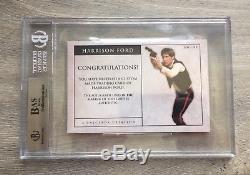 Harrison Ford Star Wars Signed Custom Cut Auto Large Card #1/1 Beckett Slabbed