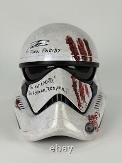 John Boyega Autographed Bloody Star Wars Helmet With Insc&Custom Production Paint