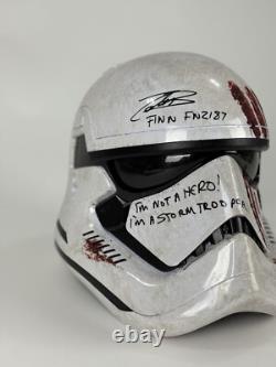 John Boyega Autographed Bloody Star Wars Helmet With Insc&Custom Production Paint
