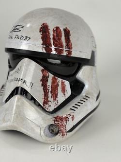 John Boyega Autographed Bloody Star Wars Helmet With Insc&Custom Production Paint