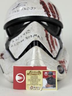 John Boyega Autographed Bloody Star Wars Helmet With Insc&Custom Production Paint
