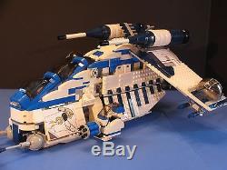 LEGO brick STAR WARS Custom 7676 Blue 501 REPUBLIC GUNSHIP + 9 Minifigures