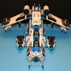 LEGO brick STAR WARS Custom 7676 MOC Blue 501 REPUBLIC GUNSHIP + 6 Minifigures