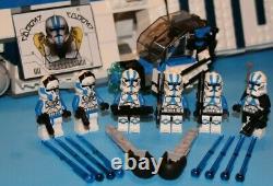 LEGO brick STAR WARS Custom 7676 MOC Blue 501 REPUBLIC GUNSHIP + 6 Minifigures