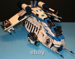 LEGO brick STAR WARS Custom 7676 MOC Blue 501 REPUBLIC GUNSHIP + 6 Minifigures