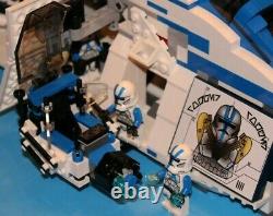 LEGO brick STAR WARS Custom 7676 MOC Blue 501 REPUBLIC GUNSHIP + 6 Minifigures