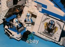 LEGO brick STAR WARS Custom 7676 MOC Blue 501 REPUBLIC GUNSHIP + 6 Minifigures