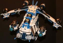 LEGO brick STAR WARS Custom 7676 MOC Blue 501 REPUBLIC GUNSHIP + 6 Minifigures