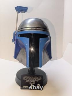 Master Replicas Star Wars. 45 scale Jango Fett Helmet /w Stand Custom + Plaque