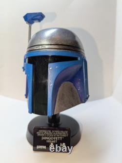 Master Replicas Star Wars. 45 scale Jango Fett Helmet /w Stand Custom + Plaque