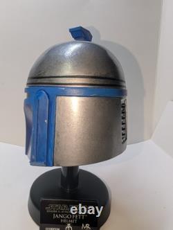 Master Replicas Star Wars. 45 scale Jango Fett Helmet /w Stand Custom + Plaque