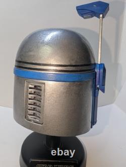 Master Replicas Star Wars. 45 scale Jango Fett Helmet /w Stand Custom + Plaque