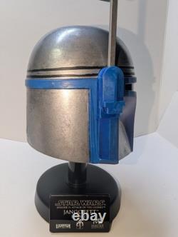 Master Replicas Star Wars. 45 scale Jango Fett Helmet /w Stand Custom + Plaque