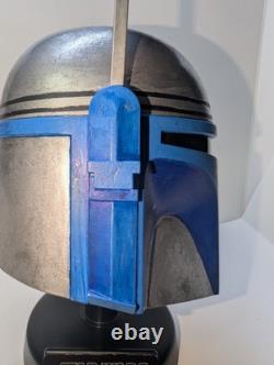Master Replicas Star Wars. 45 scale Jango Fett Helmet /w Stand Custom + Plaque