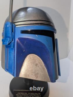 Master Replicas Star Wars. 45 scale Jango Fett Helmet /w Stand Custom + Plaque