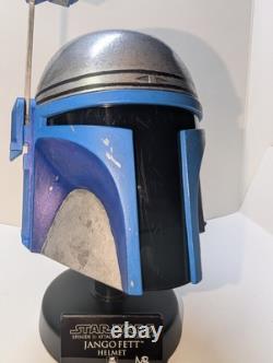 Master Replicas Star Wars. 45 scale Jango Fett Helmet /w Stand Custom + Plaque