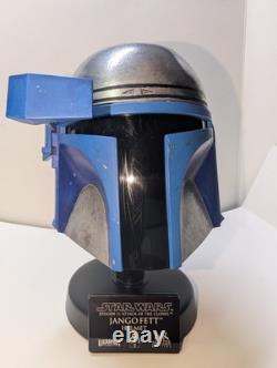 Master Replicas Star Wars. 45 scale Jango Fett Helmet /w Stand Custom + Plaque