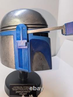 Master Replicas Star Wars. 45 scale Jango Fett Helmet /w Stand Custom + Plaque