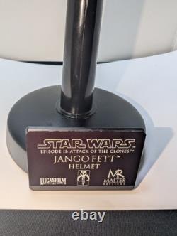 Master Replicas Star Wars. 45 scale Jango Fett Helmet /w Stand Custom + Plaque