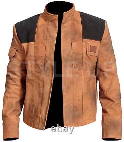 Mens A Star Wars Story Han Solo Cosplay Classic Biker Wear Suede Leather Jacket