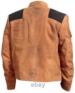 Mens A Star Wars Story Han Solo Cosplay Classic Biker Wear Suede Leather Jacket