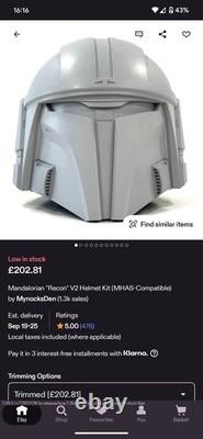 Mynocksden Resin Mandalorian Recon Helmet Costume Cosplay Star Wars pads/visor