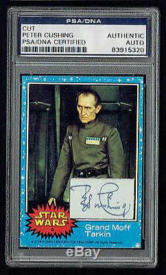 Peter Cushing (d 1994) signed autograph Custom Cut Card 1977 Topps Star Wars PSA