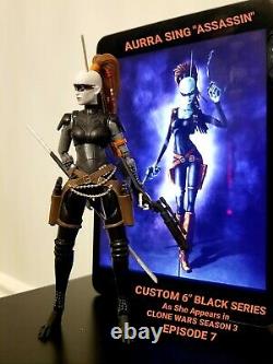 STAR CLONE WARS 6 Custom Black Series Mandalorian lot AURRA SING ASSASSIN Armor