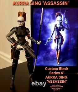 STAR CLONE WARS 6 Custom Black Series Mandalorian lot AURRA SING ASSASSIN Armor