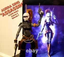 STAR CLONE WARS 6 Custom Black Series Mandalorian lot AURRA SING ASSASSIN Armor