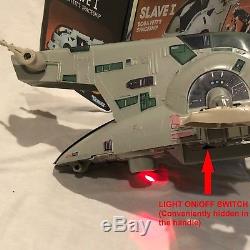 STAR WARS CUSTOM Vintage 1981 Boba Fett SLAVE 1 with CUSTOM LIGHTS IN BOX