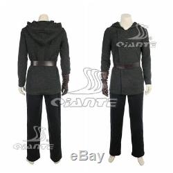 Star Wars 8 Luke Skywalker Cosplay Costume Black Suit with Boots Custom Made New